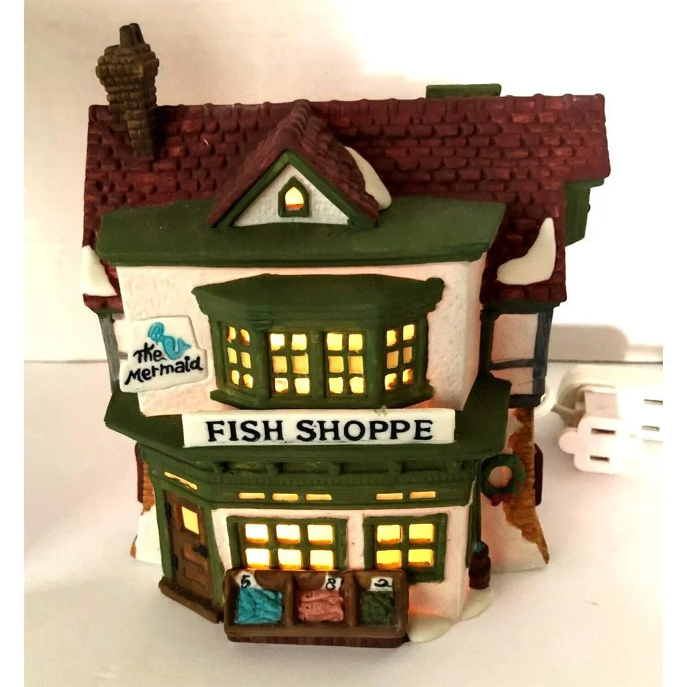 VTG Dept 56 The Mermaid Fish Shoppe Dickens' Village Series 1988 Orig Box 5926-9